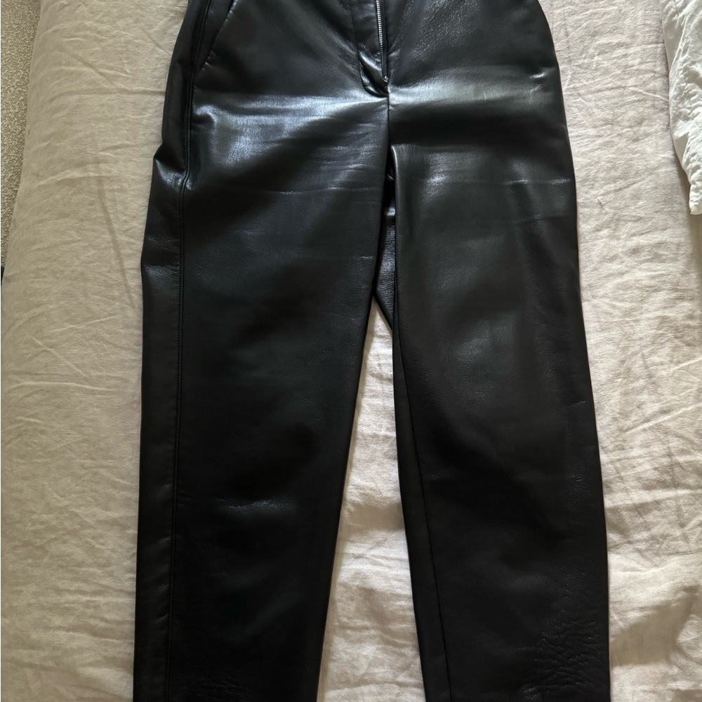 Babaton Black Leather Command Cropped Pant